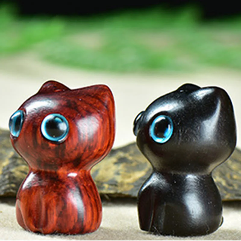 Buddha Stones in legno di ebano, piccola foglia, sandalo rosso, simpatici animali da gatto, decorazione calma - Image 13