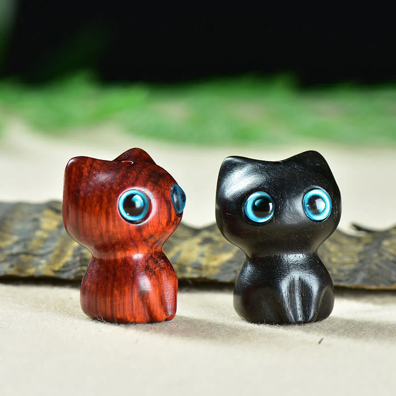 Buddha Stones in legno di ebano, piccola foglia, sandalo rosso, simpatici animali da gatto, decorazione calma - Image 17