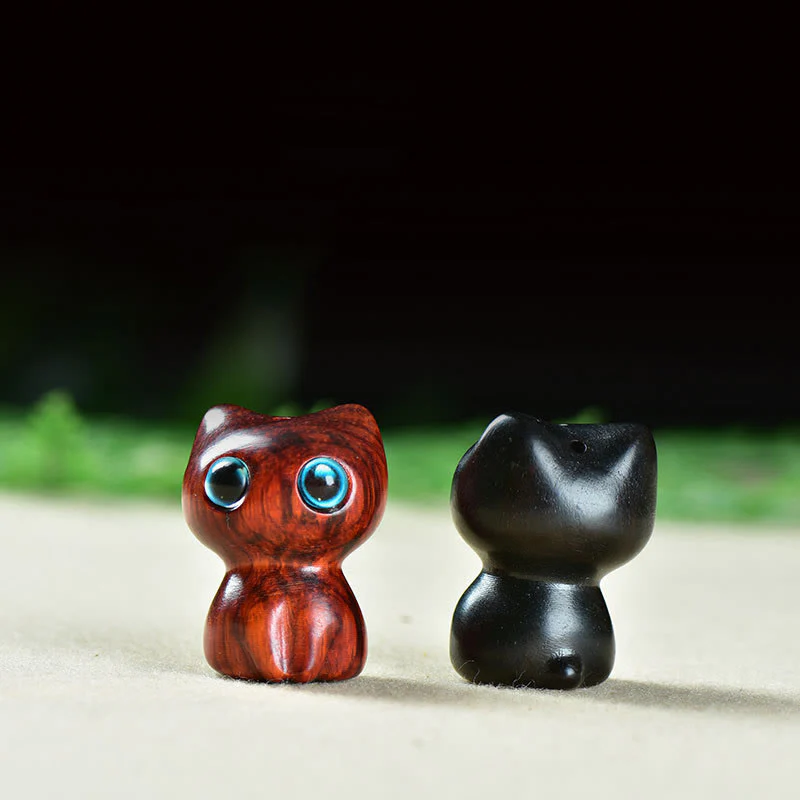 Buddha Stones in legno di ebano, piccola foglia, sandalo rosso, simpatici animali da gatto, decorazione calma - Image 18