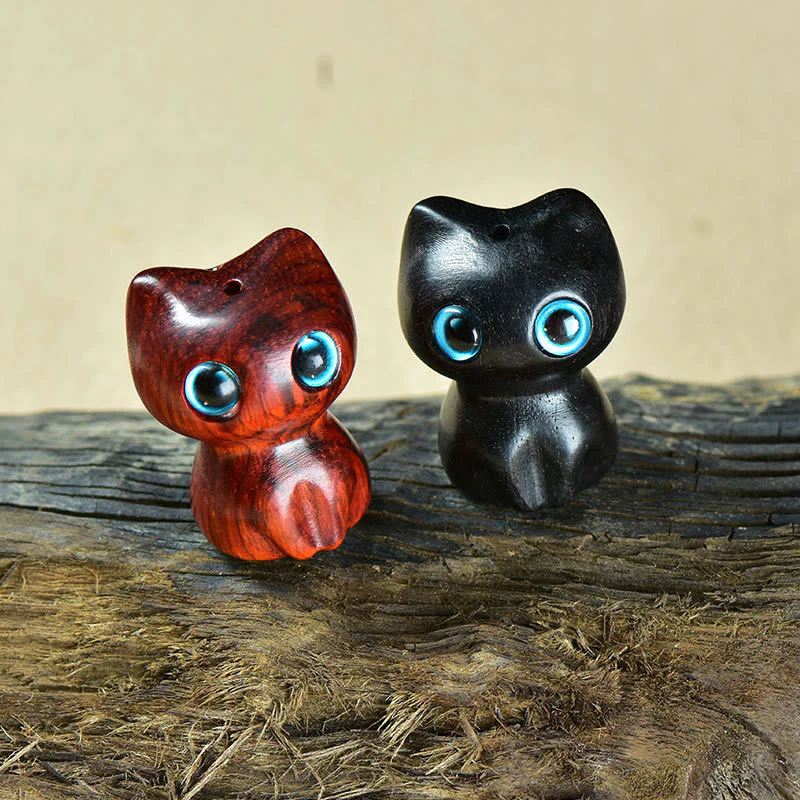 Buddha Stones in legno di ebano, piccola foglia, sandalo rosso, simpatici animali da gatto, decorazione calma - Image 19