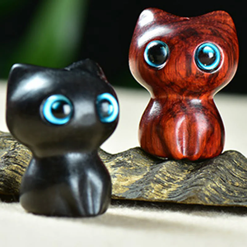 Buddha Stones in legno di ebano, piccola foglia, sandalo rosso, simpatici animali da gatto, decorazione calma - Image 21