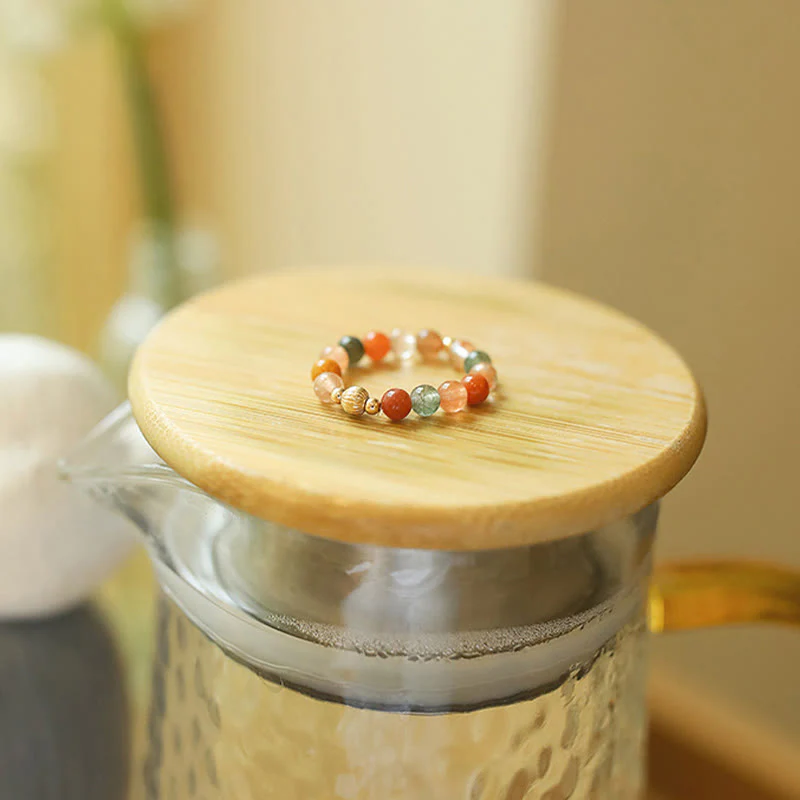 Buddha Stones in rame placcato oro 14k Fu Lu Shou Crystal Peach Moonstone Happiness Wealth - Image 3