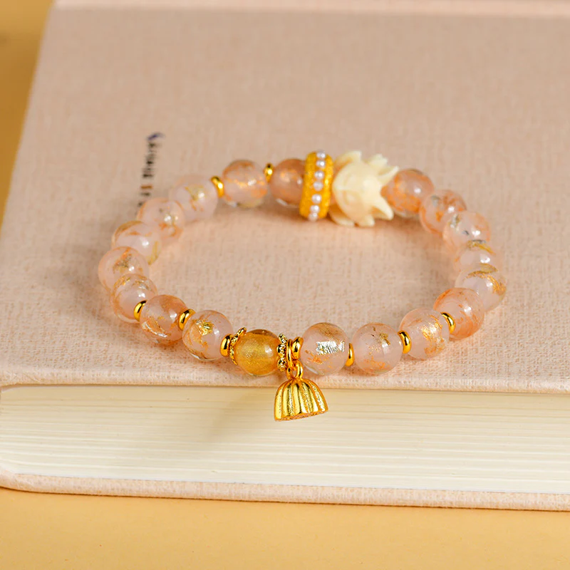 Bracciale con ciondolo a forma di loto, volpe a nove code, Buddha Stones, incenso tibetano, cenere, perle di vetro Liuli - Image 2