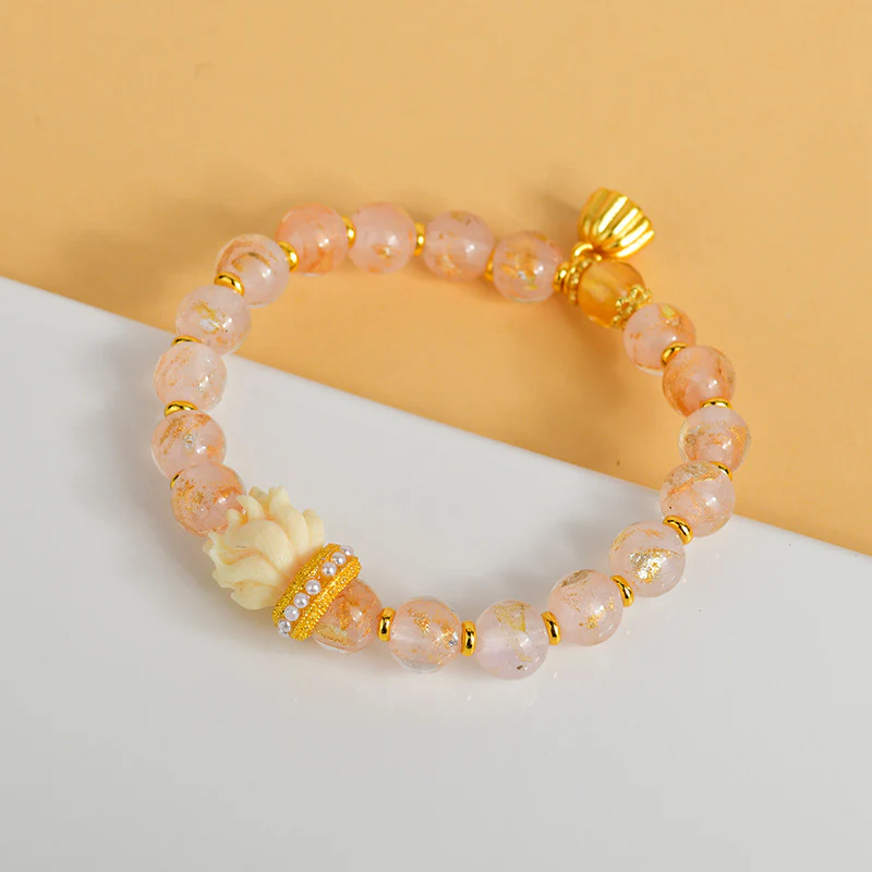 Bracciale con ciondolo a forma di loto, volpe a nove code, Buddha Stones, incenso tibetano, cenere, perle di vetro Liuli - Image 4