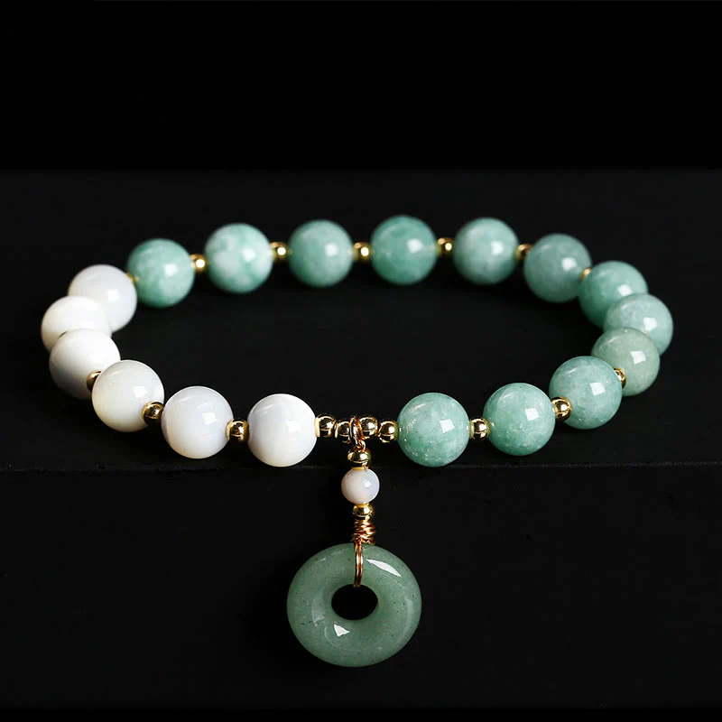 Buddha Stones Jade Trochus Horseshoe Snail Peace Buckle Charm Abbondanza Bracciale
