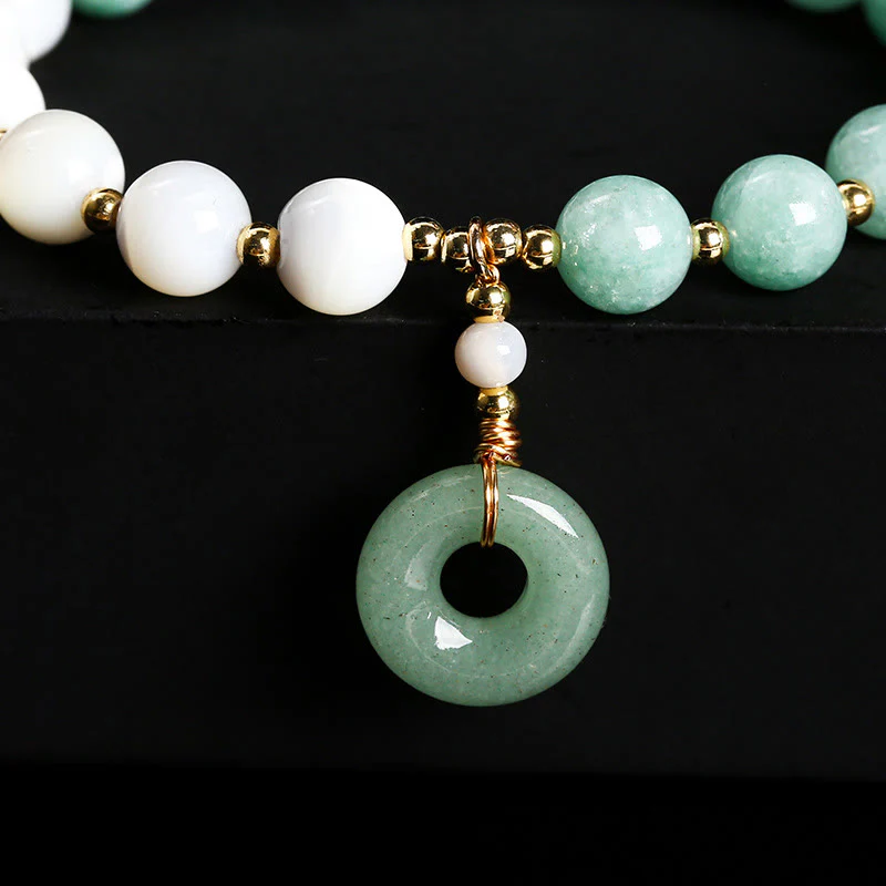 Buddha Stones Jade Trochus Horseshoe Snail Peace Buckle Charm Abbondanza Bracciale - Image 10