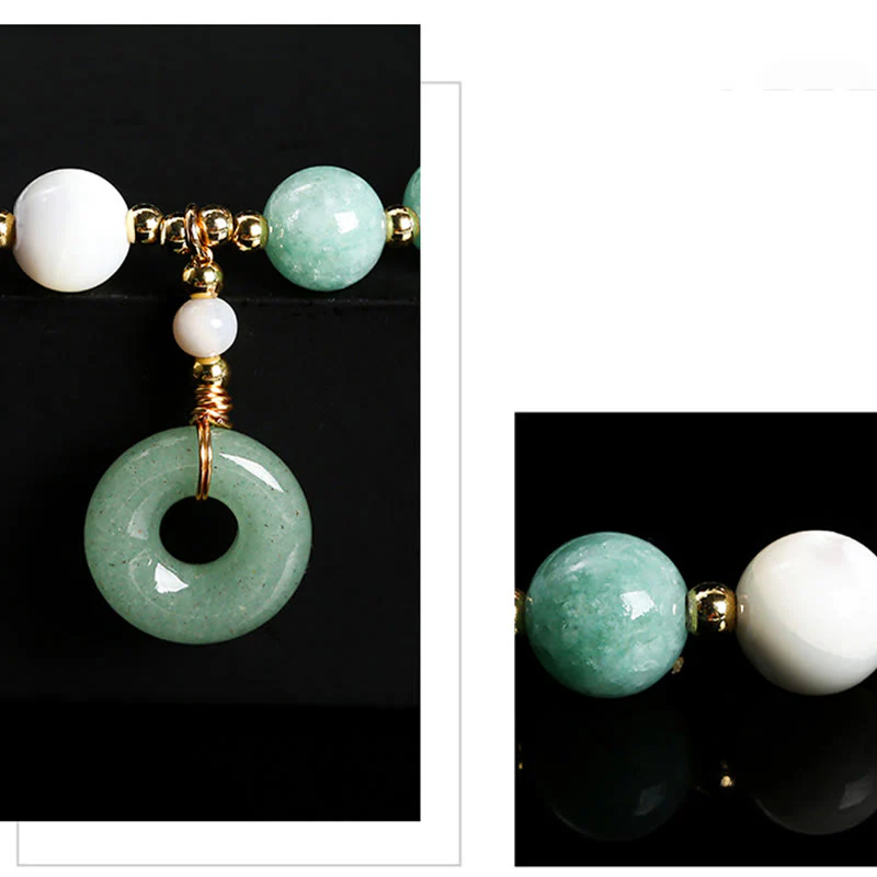 Buddha Stones Jade Trochus Horseshoe Snail Peace Buckle Charm Abbondanza Bracciale - Image 11