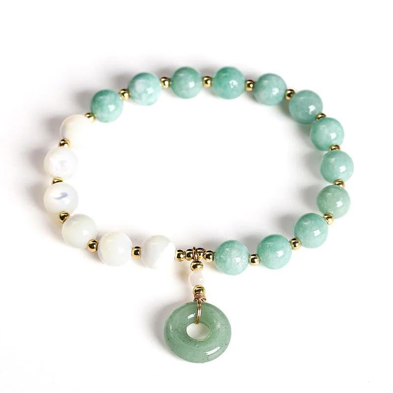 Buddha Stones Jade Trochus Horseshoe Snail Peace Buckle Charm Abbondanza Bracciale - Image 12