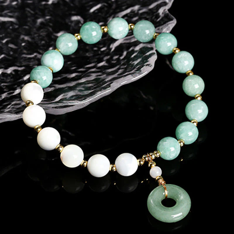 Buddha Stones Jade Trochus Horseshoe Snail Peace Buckle Charm Abbondanza Bracciale - Image 2