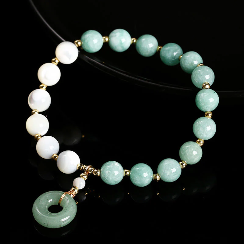 Buddha Stones Jade Trochus Horseshoe Snail Peace Buckle Charm Abbondanza Bracciale - Image 4