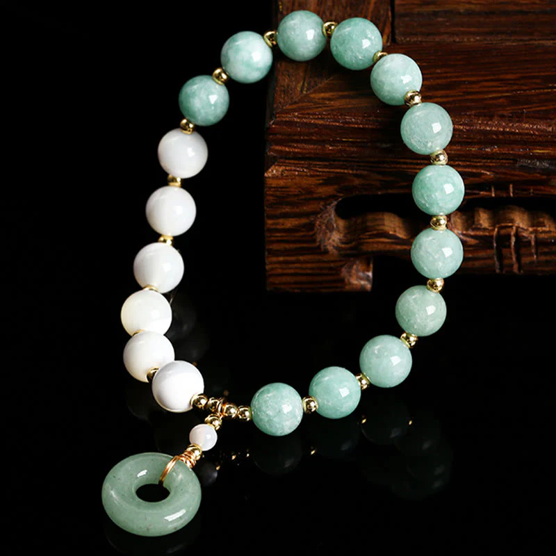 Buddha Stones Jade Trochus Horseshoe Snail Peace Buckle Charm Abbondanza Bracciale - Image 8