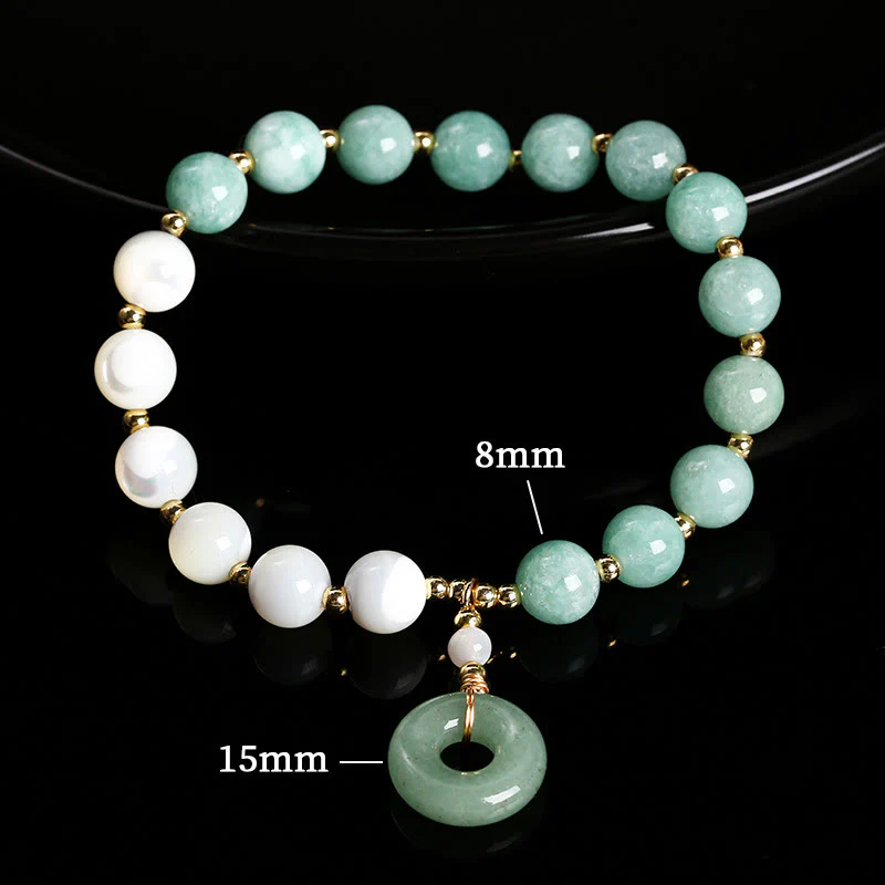 Buddha Stones Jade Trochus Horseshoe Snail Peace Buckle Charm Abbondanza Bracciale - Image 9