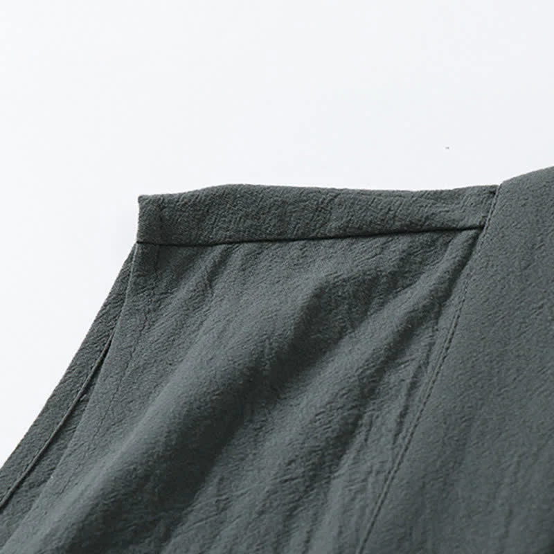 Buddha Stones Kimono da uomo senza maniche in cotone e lino, tinta unita, con apertura frontale, ideale per la primavera. - Image 7