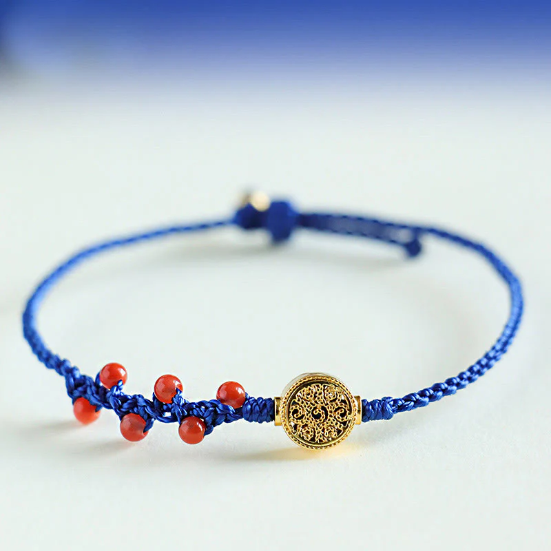 Buddha Stones Klein Blue String South Red Agate Garnet Copper Flower Power Braccialetto - Image 2