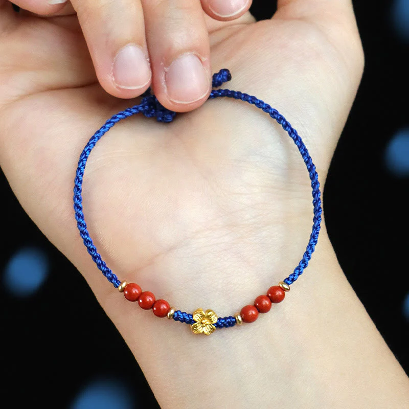 Buddha Stones Klein Blue String South Red Agate Garnet Copper Flower Power Braccialetto - Image 4