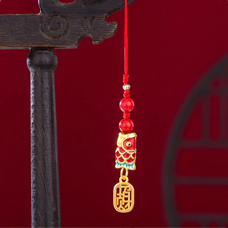 Buddha Stones Koi Fish Cinabro Attrarre Ricchezza Desiderio Ruyi Charm Fortuna Telefono Decorazione Appesa - Image 11