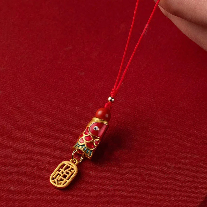 Buddha Stones Koi Fish Cinabro Attrarre Ricchezza Desiderio Ruyi Charm Fortuna Telefono Decorazione Appesa - Image 8