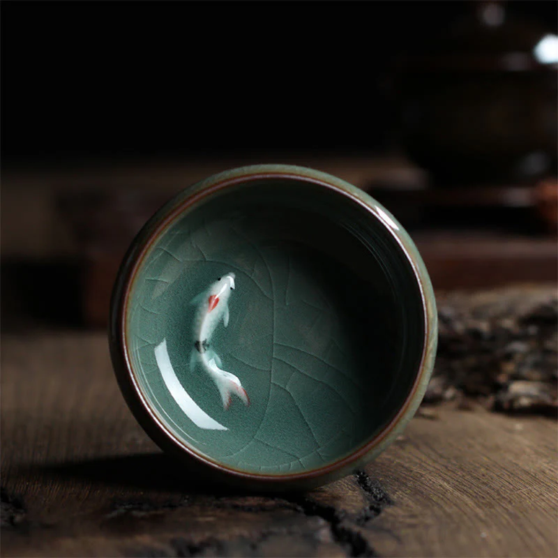 Buddha Stones Koi Fish colorato Tazza da tè in ceramica Kung Fu Tazza da tè Ciotola - Image 14