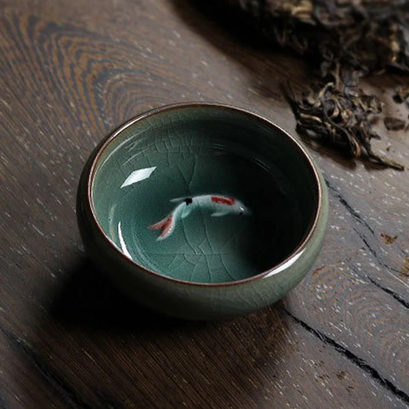 Buddha Stones Koi Fish colorato Tazza da tè in ceramica Kung Fu Tazza da tè Ciotola - Image 15
