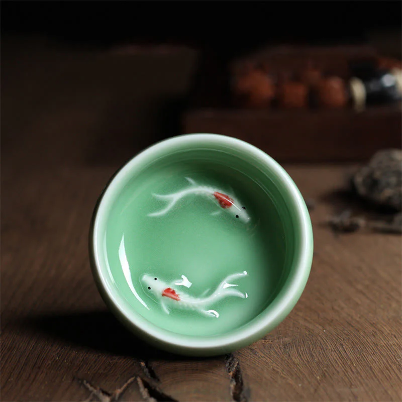 Buddha Stones Koi Fish colorato Tazza da tè in ceramica Kung Fu Tazza da tè Ciotola - Image 17
