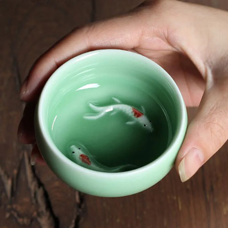 Buddha Stones Koi Fish colorato Tazza da tè in ceramica Kung Fu Tazza da tè Ciotola - Image 19