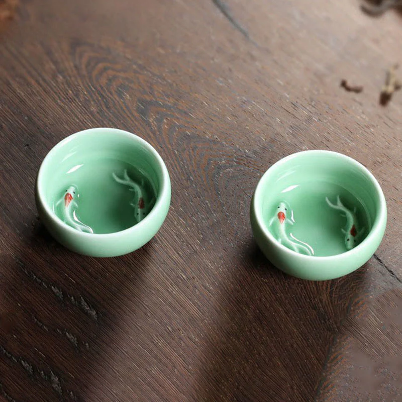 Buddha Stones Koi Fish colorato Tazza da tè in ceramica Kung Fu Tazza da tè Ciotola - Image 23