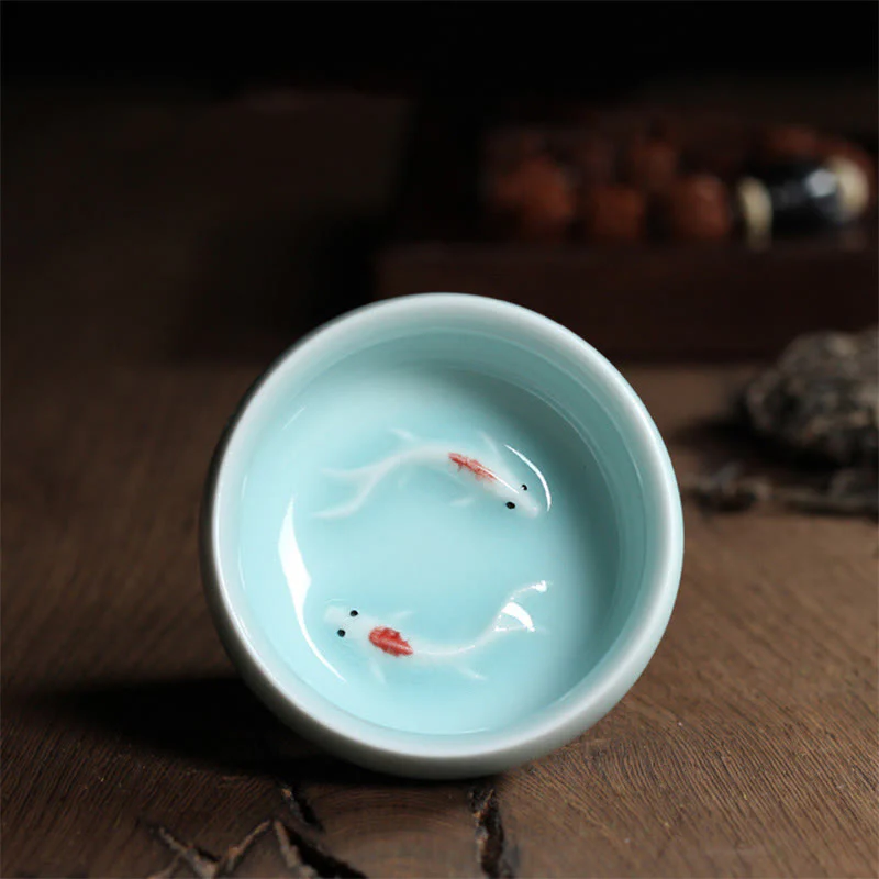 Buddha Stones Koi Fish colorato Tazza da tè in ceramica Kung Fu Tazza da tè Ciotola - Image 29