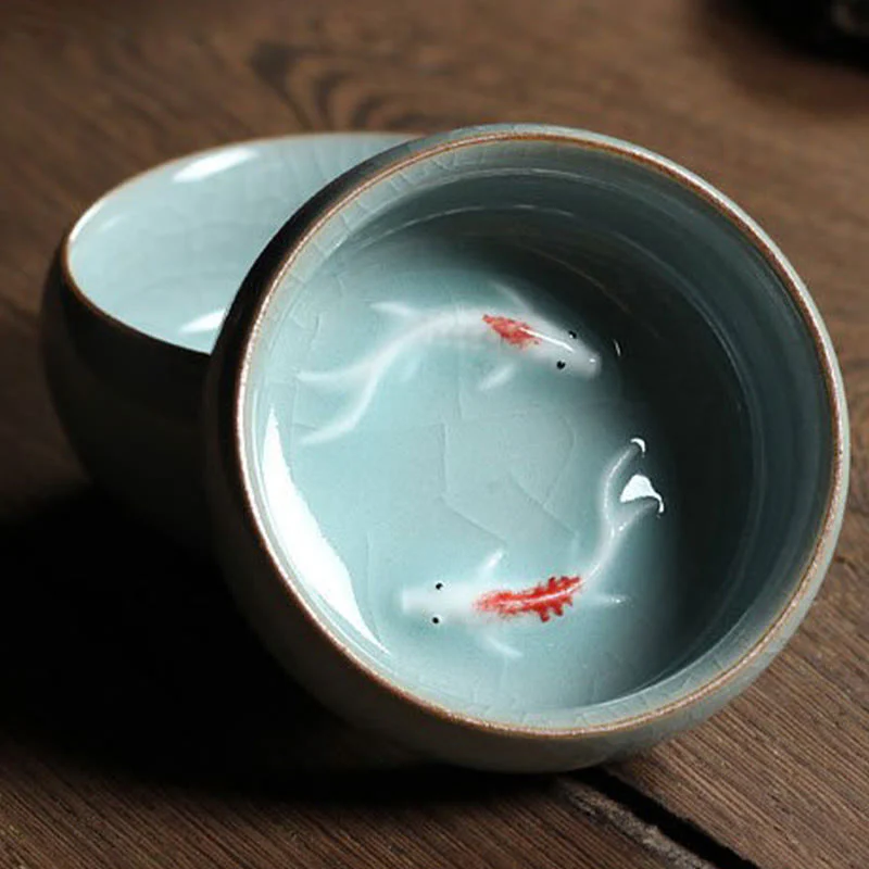 Buddha Stones Koi Fish colorato Tazza da tè in ceramica Kung Fu Tazza da tè Ciotola - Image 36