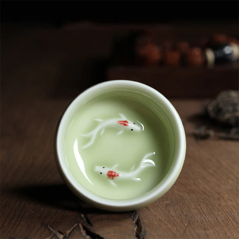 Buddha Stones Koi Fish colorato Tazza da tè in ceramica Kung Fu Tazza da tè Ciotola - Image 40