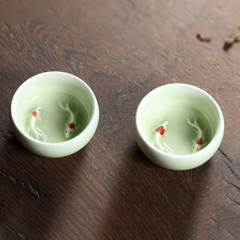 Buddha Stones Koi Fish colorato Tazza da tè in ceramica Kung Fu Tazza da tè Ciotola - Image 44