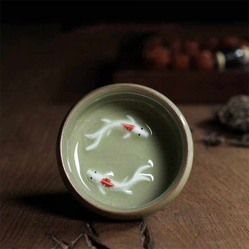 Buddha Stones Koi Fish colorato Tazza da tè in ceramica Kung Fu Tazza da tè Ciotola - Image 45