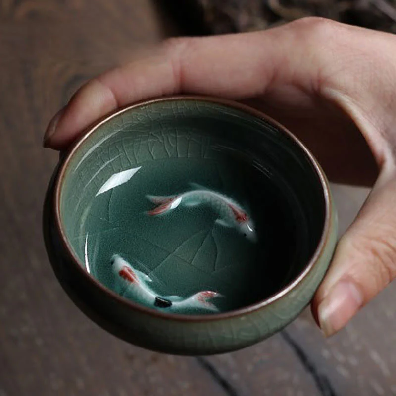 Buddha Stones Koi Fish colorato Tazza da tè in ceramica Kung Fu Tazza da tè Ciotola - Image 7