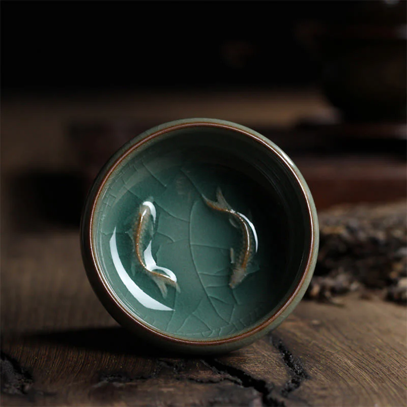 Buddha Stones Koi Fish colorato Tazza da tè in ceramica Kung Fu Tazza da tè Ciotola - Image 9
