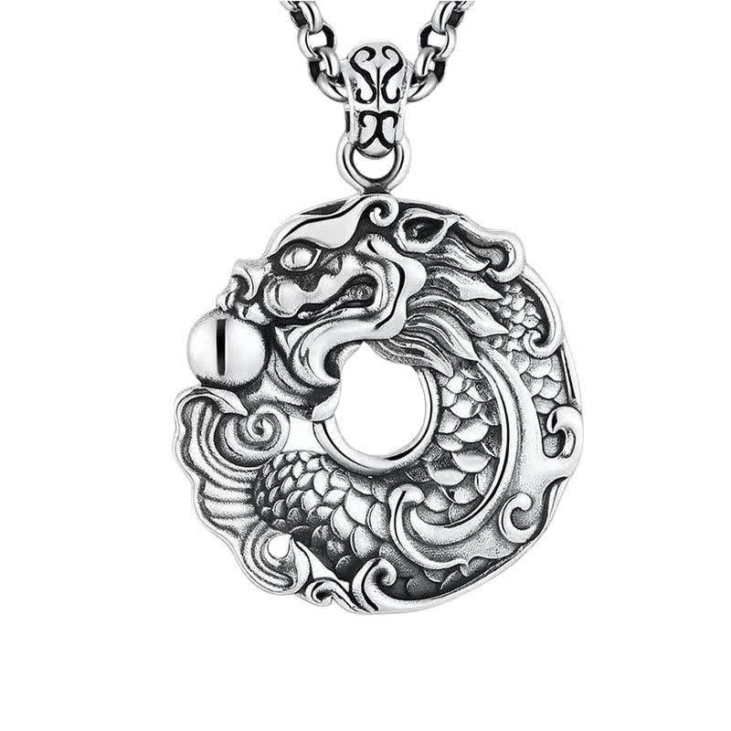 Buddha Stones Koi Fish Drago Pace Fibbia Ricchezza Collana Pendente