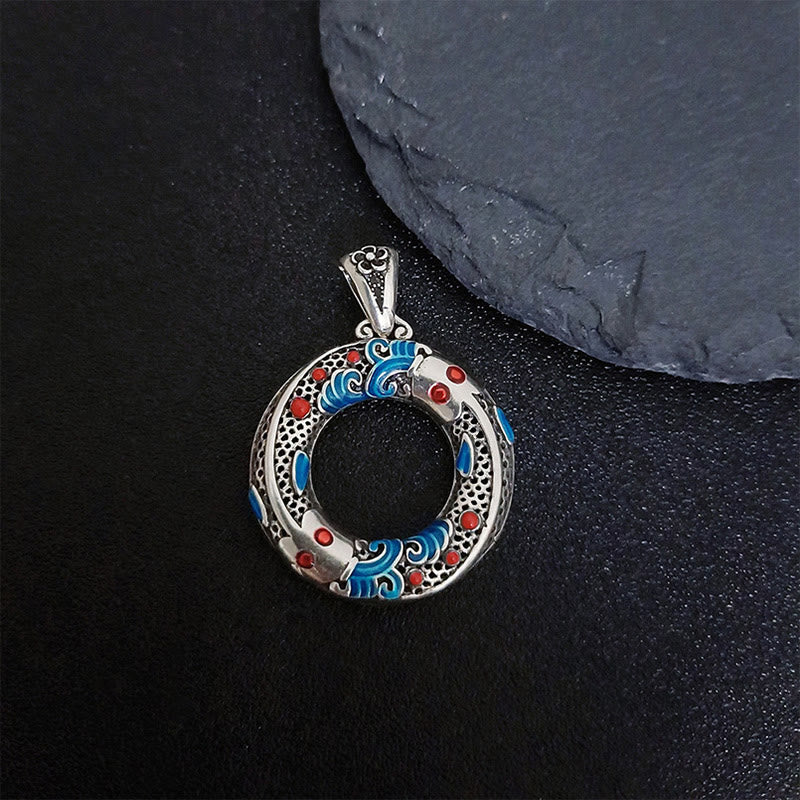 Buddha Stones Koi Fish Peace Buckle Rame Ricchezza Fortuna Collana Pendente - Image 9
