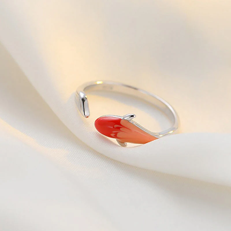 Buddha Stones Koi Fish Rame Equilibrio Fortuna Anello Regolabile - Image 8