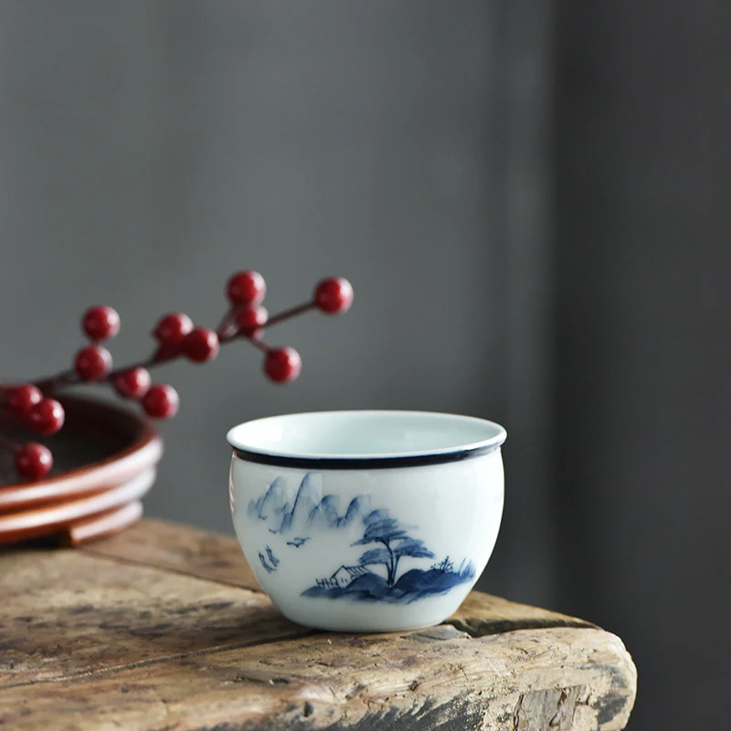 Buddha Stones Koi Pesce Fiore di Loto Foglia Montagne Albero Tazza da Tè in Ceramica Tazza da Tè Kung Fu 130ml - Image 16