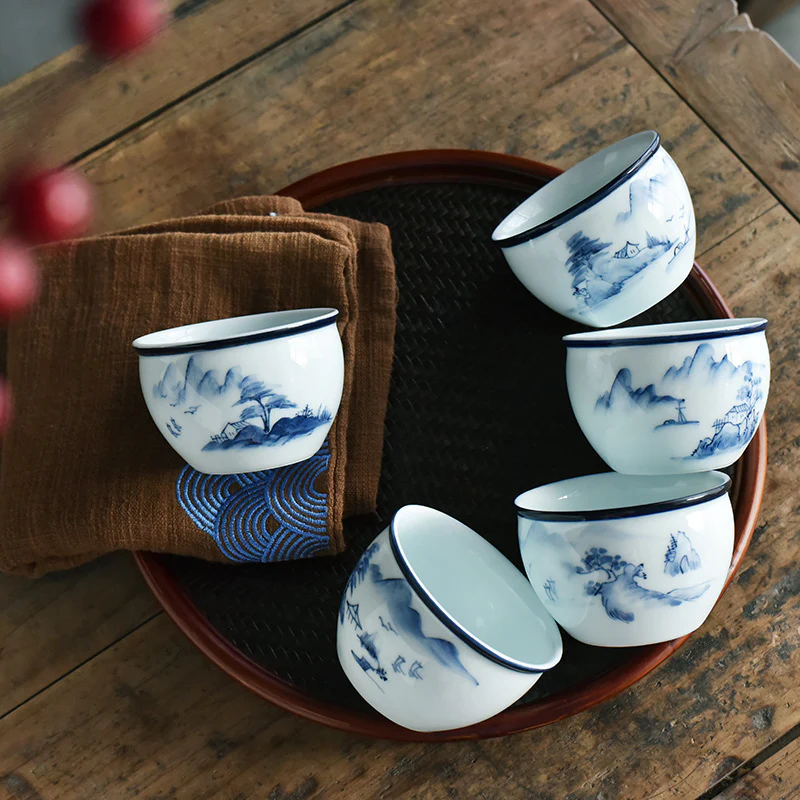 Buddha Stones Koi Pesce Fiore di Loto Foglia Montagne Albero Tazza da Tè in Ceramica Tazza da Tè Kung Fu 130ml - Image 2