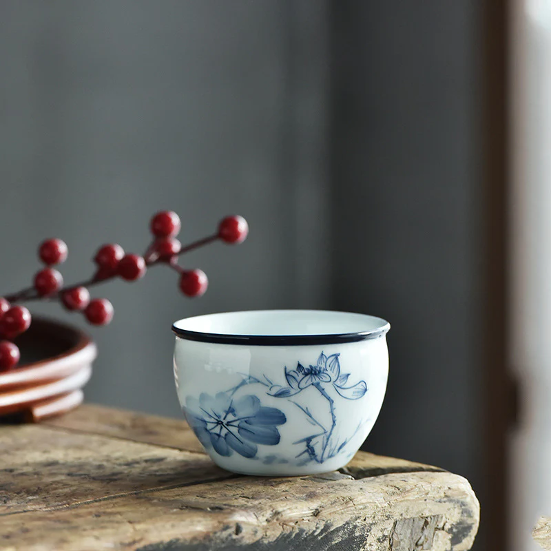 Buddha Stones Koi Pesce Fiore di Loto Foglia Montagne Albero Tazza da Tè in Ceramica Tazza da Tè Kung Fu 130ml - Image 6