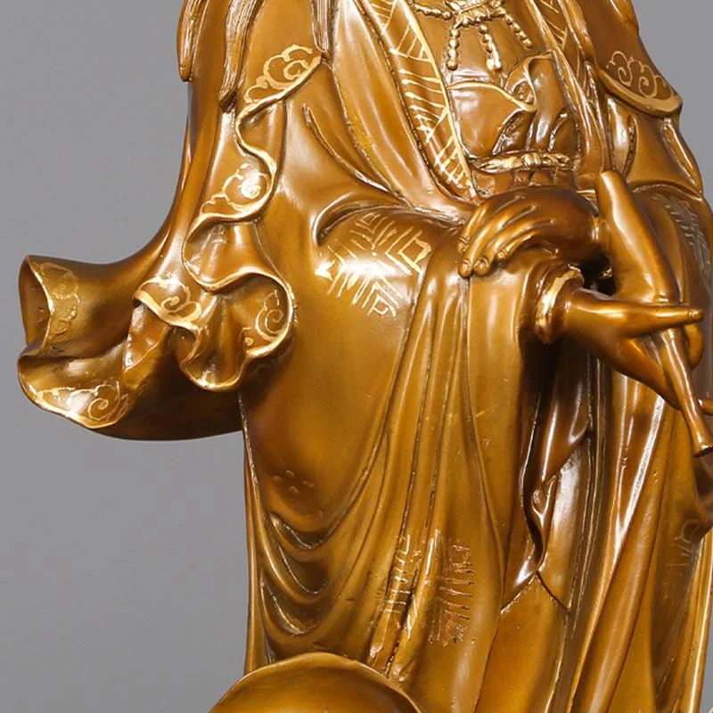 Buddha Stones Kwan Yin Avalokitesvara che tiene un vaso Statua in rame armonia in ottone Decorazione per la casa - Image 15