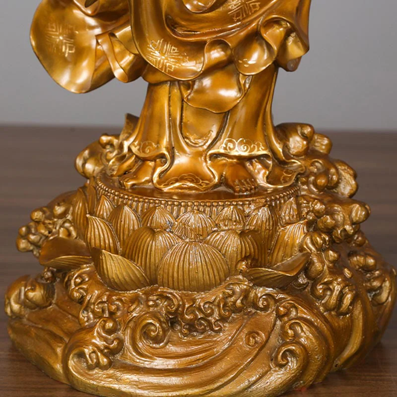 Buddha Stones Kwan Yin Avalokitesvara che tiene un vaso Statua in rame armonia in ottone Decorazione per la casa - Image 16