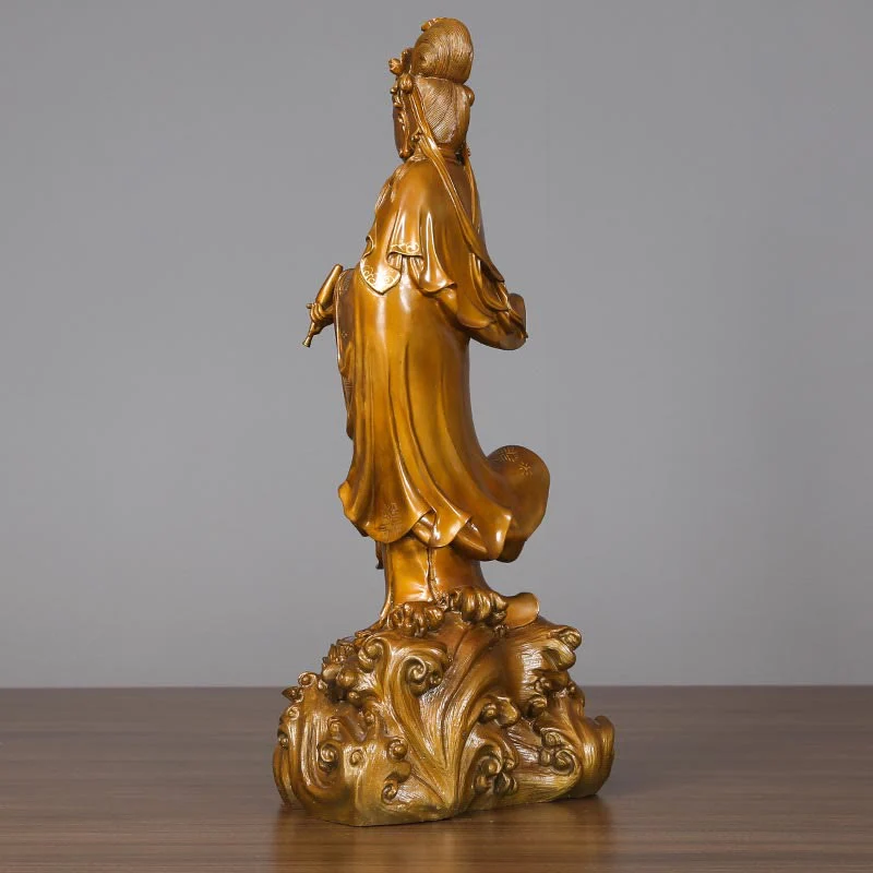 Buddha Stones Kwan Yin Avalokitesvara che tiene un vaso Statua in rame armonia in ottone Decorazione per la casa - Image 8