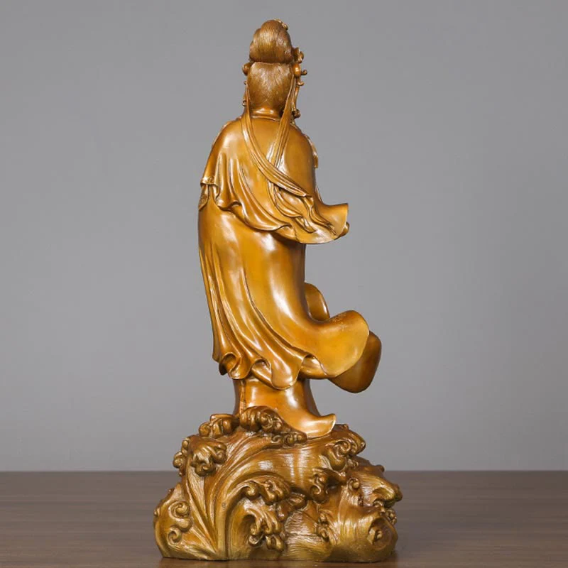 Buddha Stones Kwan Yin Avalokitesvara che tiene un vaso Statua in rame armonia in ottone Decorazione per la casa - Image 9