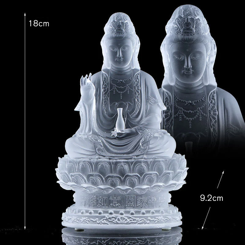 Buddha Stones Kwan Yin Avalokitesvara Figurina fatta a mano Liuli Cristallo Pezzo d'arte Statua della ricchezza Offerta per la casa Decorazione - Image 12