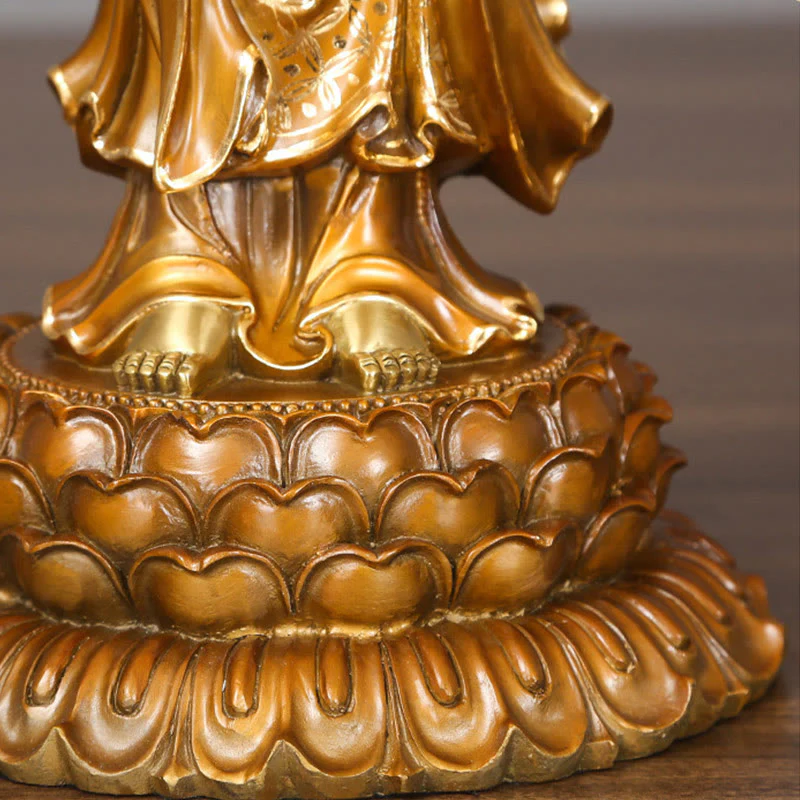 Buddha Stones Kwan Yin Avalokitesvara Loto Aura Successo Ottone Rame Statua Decorazione per la casa - Image 10