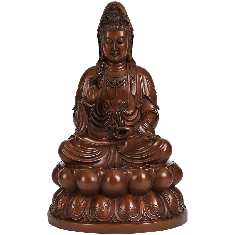Buddha Stones Kwan Yin Avalokitesvara Lotus Ricchezza Statua in Rame Decorazione per la Scrivania di Casa - Image 21