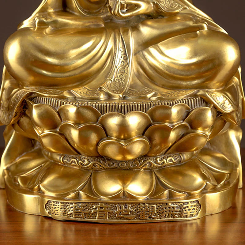 Buddha Stones Kwan Yin Avalokitesvara Ricchezza Ottone Rame Statua Casa Scrivania Decorazione - Image 11