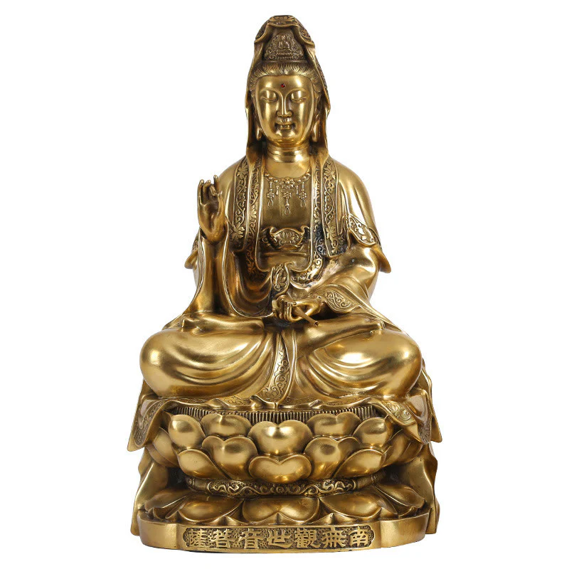 Buddha Stones Kwan Yin Avalokitesvara Ricchezza Ottone Rame Statua Casa Scrivania Decorazione - Image 13