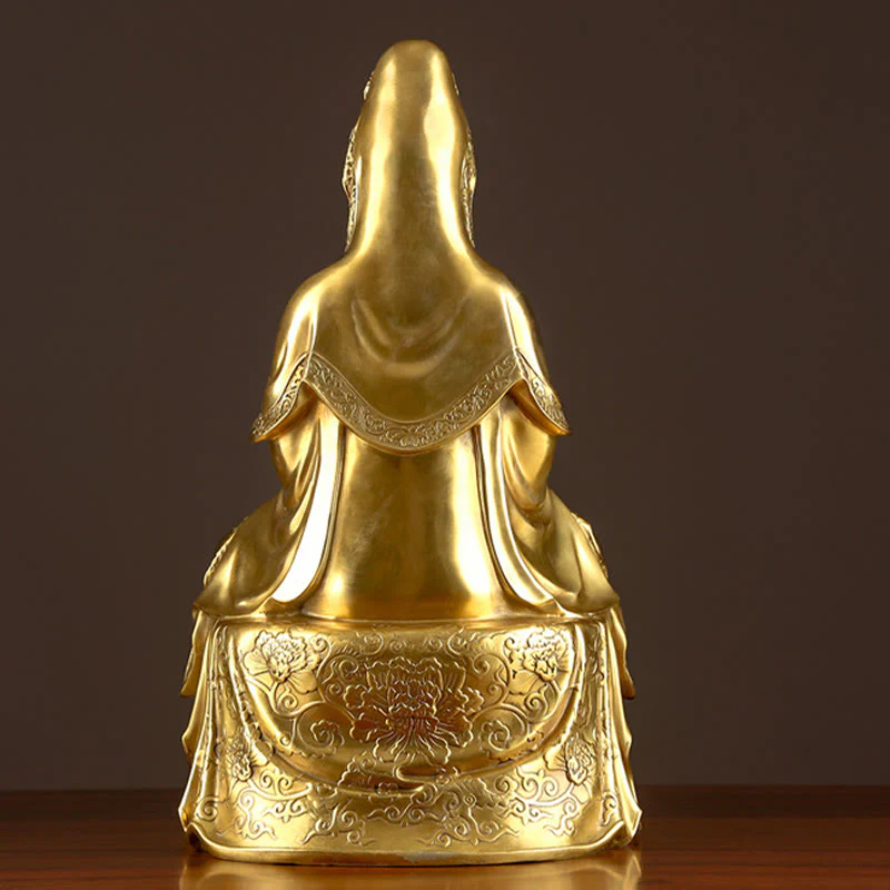 Buddha Stones Kwan Yin Avalokitesvara Ricchezza Ottone Rame Statua Casa Scrivania Decorazione - Image 8
