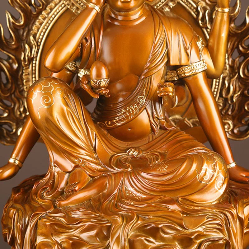 Buddha Stones Kwan Yin Avalokitesvara Successo Ottone Rame Statua Casa Scrivania Altare Decorazione - Image 10